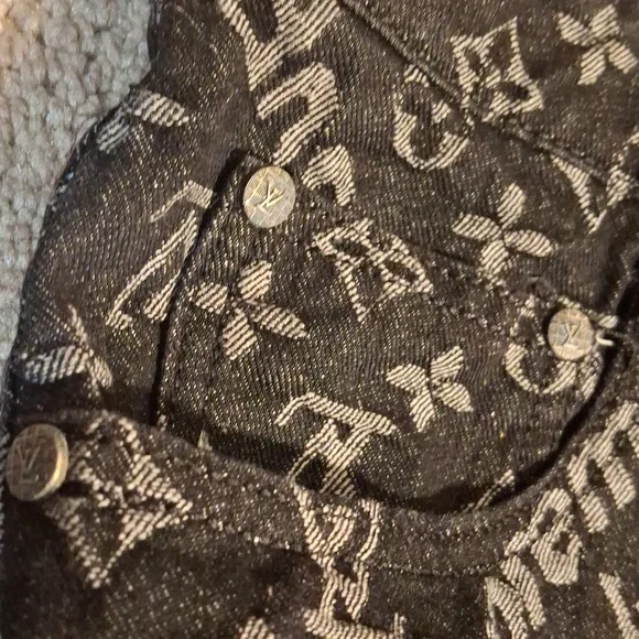 Black Patterned Men’s Pants with Logo Print